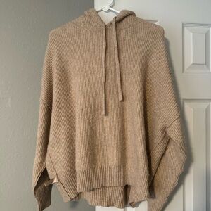 Cozy Tan Knit Hoodie Sweater